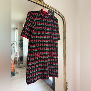 Anthropologie Cherry Annalise Mock-Neck Chenille Sweater Mini Dress by Maeve